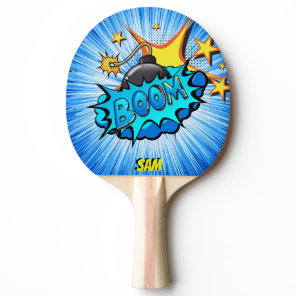 Pop Art Comic Style Boom! Personalized Ping-Pong Paddle