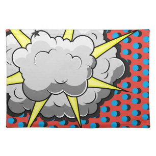Pop Art Comic Style Explosion Cloth Placemat