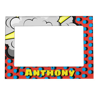 Pop Art Comic Style Explosion Customized Name Magnetic Picture Frame