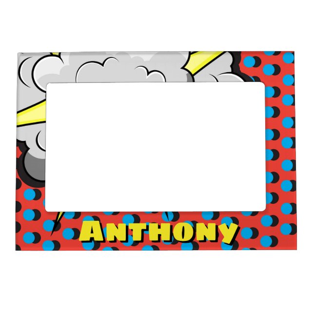 Pop Art Comic Style Explosion Customized Name Magnetic Picture Frame (Front)