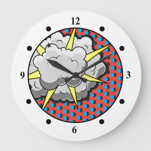 Pop Art Comic Style Explosion Large Clock