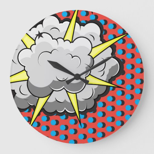 Pop Art Comic Style Explosion Large Clock