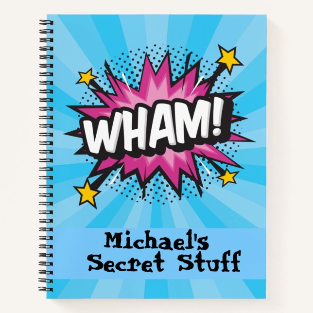 Pop art comic style personalized notebook (Front)