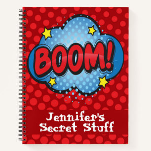 Pop art comic style personalized notebook