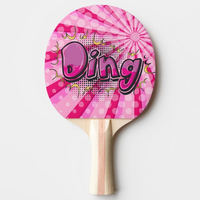 Pop Art Comic Style Pink Ding Hero Personalized Ping-Pong Paddle (Front)