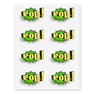 Pop Art Comic Style Pop! Temporary Tattoos