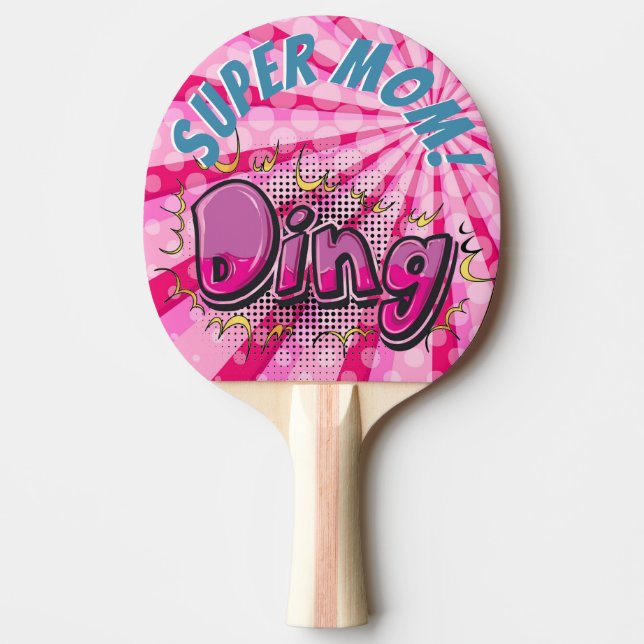 Pop Art Comic Style Super Mom Personalized Ping-Pong Paddle (Front)