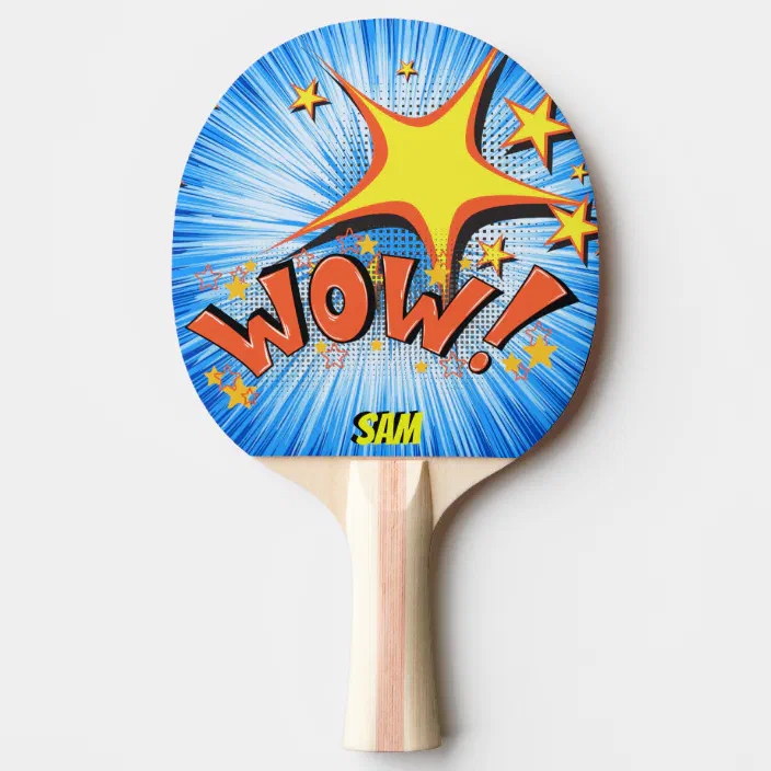 Pop Art Comic Superhero Wow! Personalized Ping Pong Paddle Zazzle.com