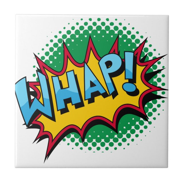 Pop Art Comic Style Whap! Ceramic Tile (Front)
