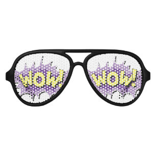 Pop Art Comic Style Wow Aviator Sunglasses