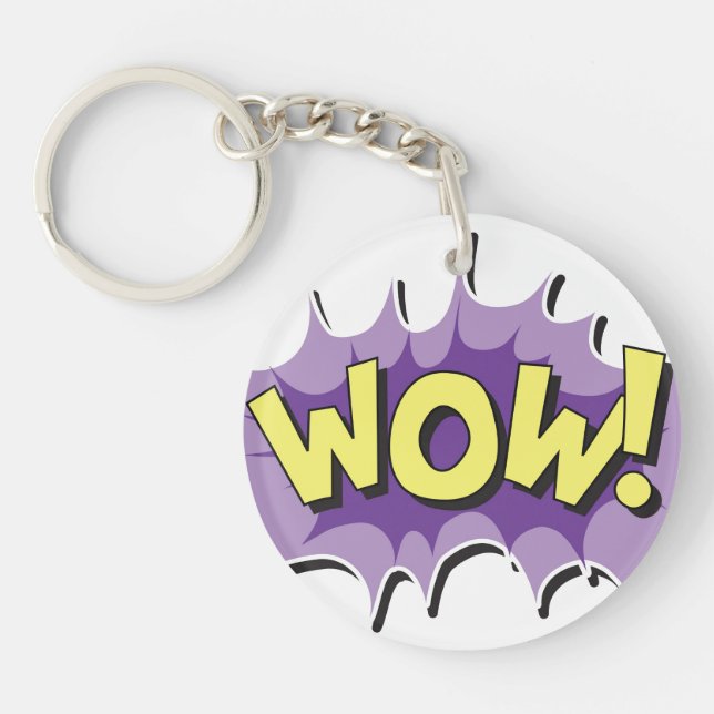 Pop Art Comic Style Wow Keychain (Front)