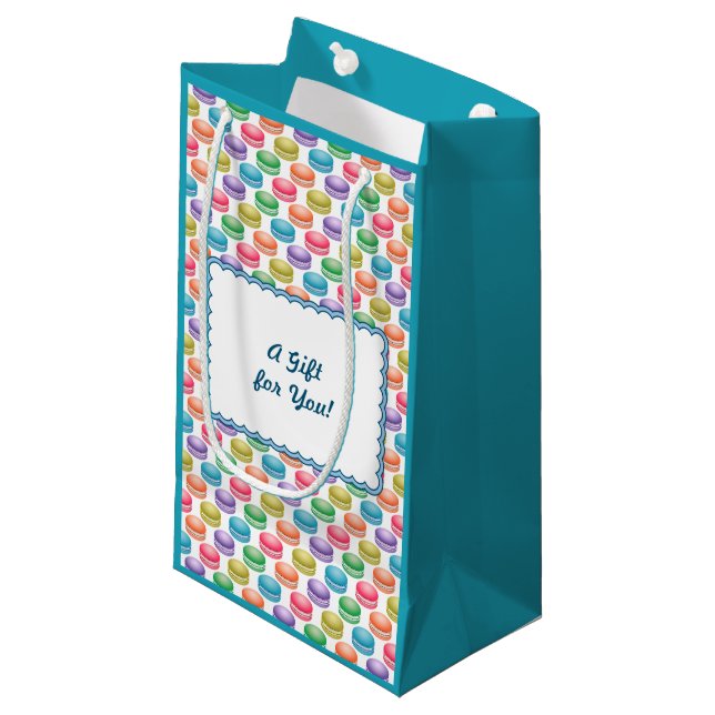 Pop Art Cookies Colorful Macarons Small Gift Bag (Front Angled)