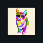 Pop Art cool cat kitty cat art Canvas Print<br><div class="desc">A cool arty design of a colorful cat with sunglasses in pop art style. For cat lovers.</div>