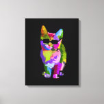 Pop Art cool cat kitty cat art Canvas Print<br><div class="desc">A cool arty design of a colorful cat with sunglasses in pop art style. For cat lovers.</div>