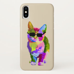 Pop Art cool cat kitty cat art iPhone X Case
