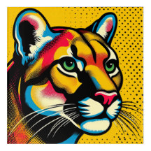 Pop Art Cougar 12 x 12 Acrylic Wall Art