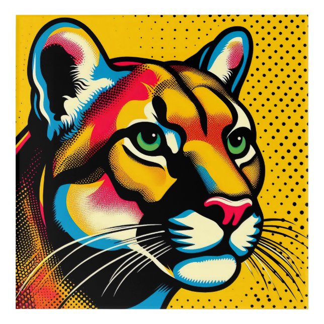 Pop Art Cougar 12 x 12 Acrylic Wall Art (Front)