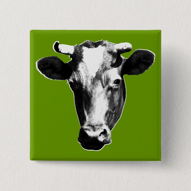 Pop Art Cow Pinback Button (Front)