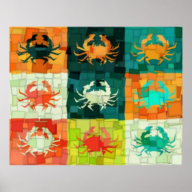 Pop Art Crab Cubism Poster (Front)