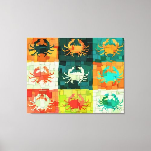 Pop Art Crabs Cubism Canvas Print