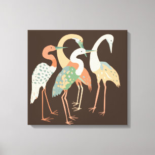 POP ART CRANES BEACH STRETCHED CANVAS ART PRINT