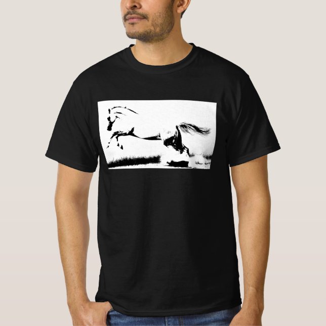 Pop Art Curvet Horse Template Mens Trendy Modern T-Shirt (Front)