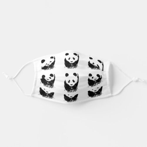 Pop Art Cute Panda Black  White Adult Cloth Face Mask