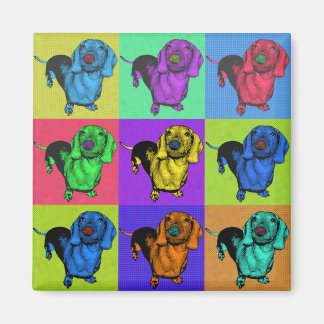 Pop Art Dachsund Doxie Panels Multi-Color Popart Magnet