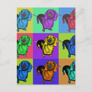 Pop Art Dachsund Doxie Panels Multi-Color Popart Postcard
