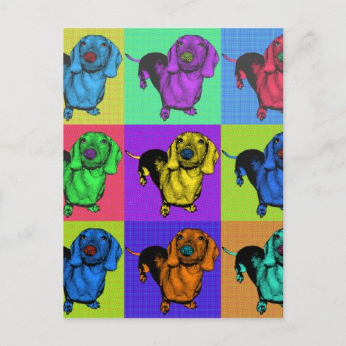 Pop Art Dachsund Doxie Panels Multi_Color Popart Postcard