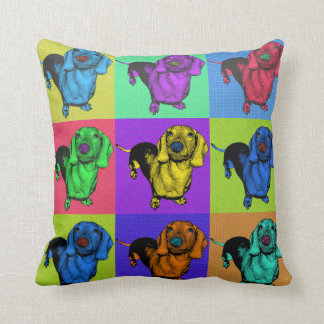 Pop Art Dachsund Doxie Panels Multi-Color Popart Throw Pillow