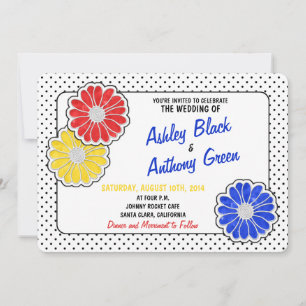 Pop Art Daisy Polka Dot Casual Wedding Invitation