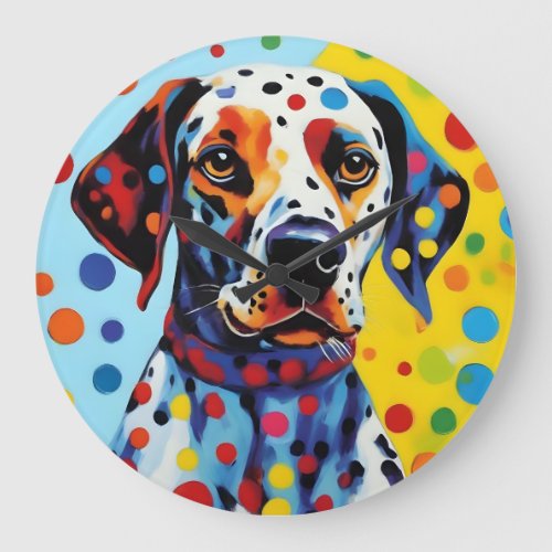 Pop Art Dalmatian Dog Large Clock