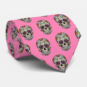 Pop Art Dia de los Muertos Sugar Skull Comic Neck Tie