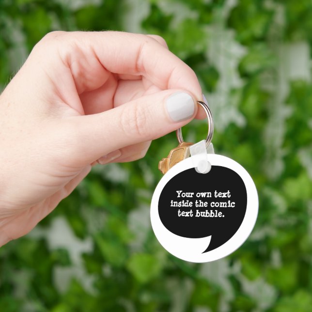 Pop Art Dialogue Bubble Halftone Keychain (Hand)