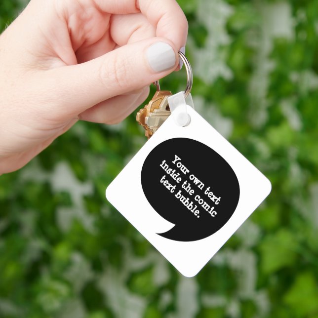 Pop Art Dialogue Bubble Halftone Keychain (Hand)