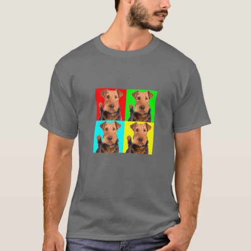 Pop Art Dog Airedale Terrier T_Shirt