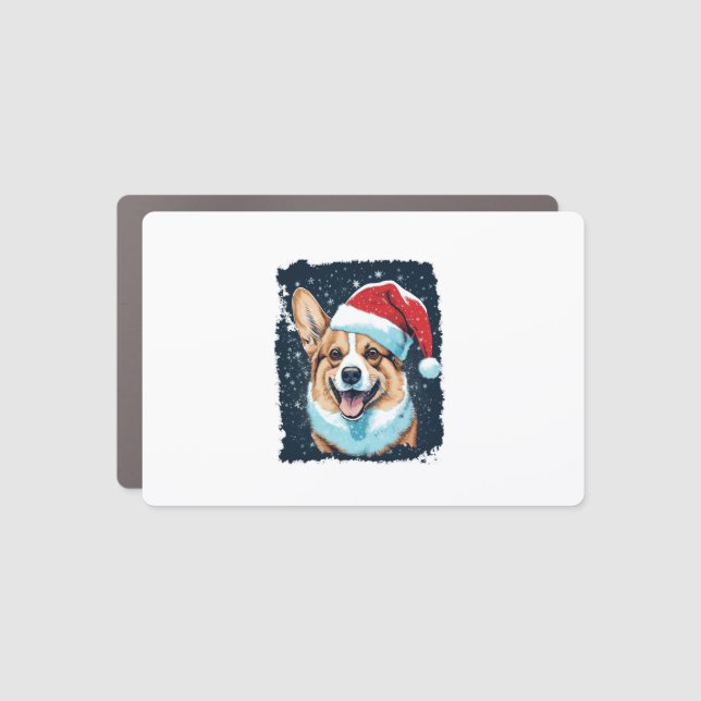 Pop Art Dog Christmas Corgi  Car Magnet (Front)