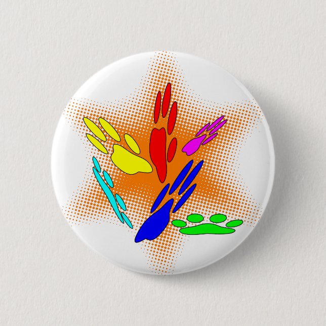 Pop Art Dog Paw Prints Button (Front)