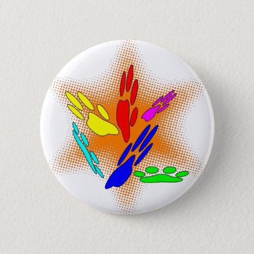 Pop Art Dog Paw Prints Button