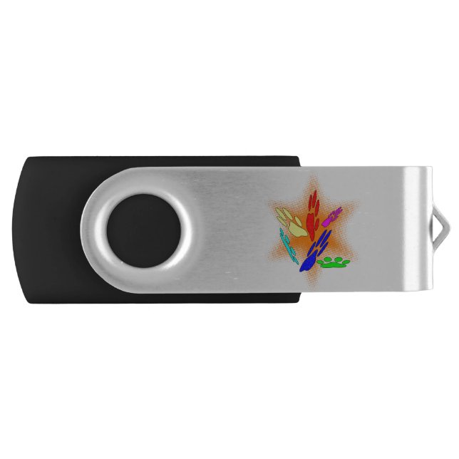 Pop Art Dog Paw Prints Flash Drive (Front)