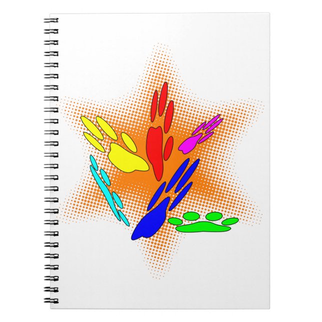 Pop Art Dog Paw Prints Notebook (Front)