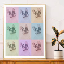 Pop Art Dog Photo Modern Trendy Retro Color Block Poster