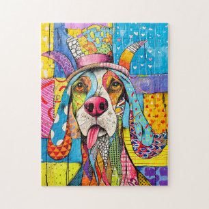 Pop-Art Dog Portrait in Retro Style Jigsaw Puzzle