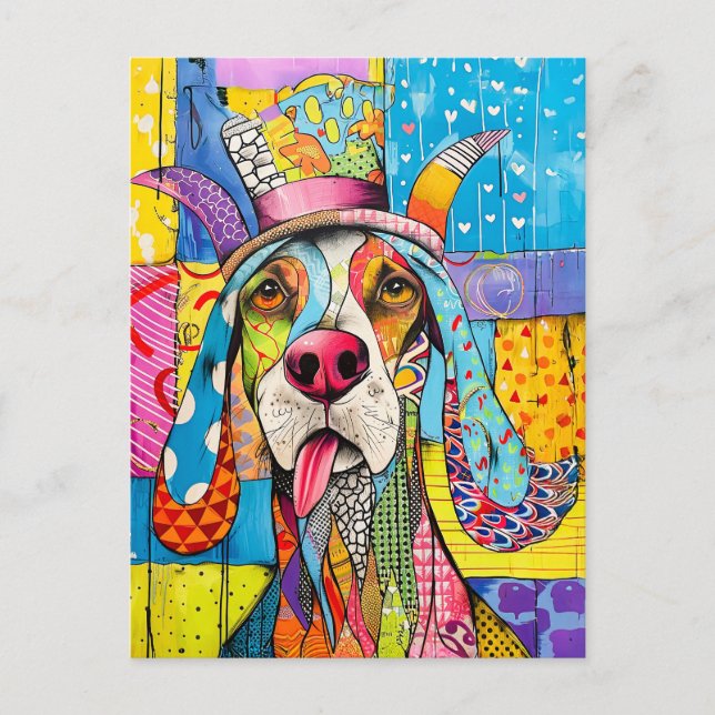 Pop-Art Dog Portrait in Retro Style Postcard (Front)