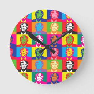 pop art donald trump round clock