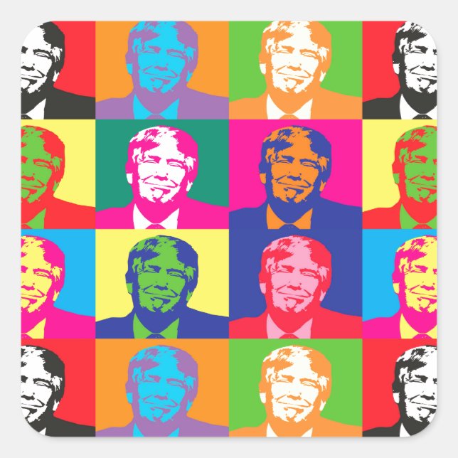 pop art donald trump square sticker (Front)