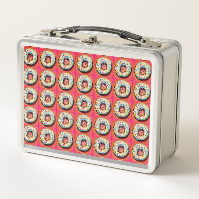 Pop Art Donut Metal Lunch Box (Front)