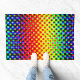 Pop Art Dots Bright Cheerful Cute Colorful Rainbow Doormat