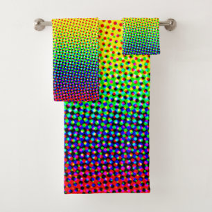 Pop Art Dots Rainbow Bright Cheerful Colorful Gay Bath Towel Set
